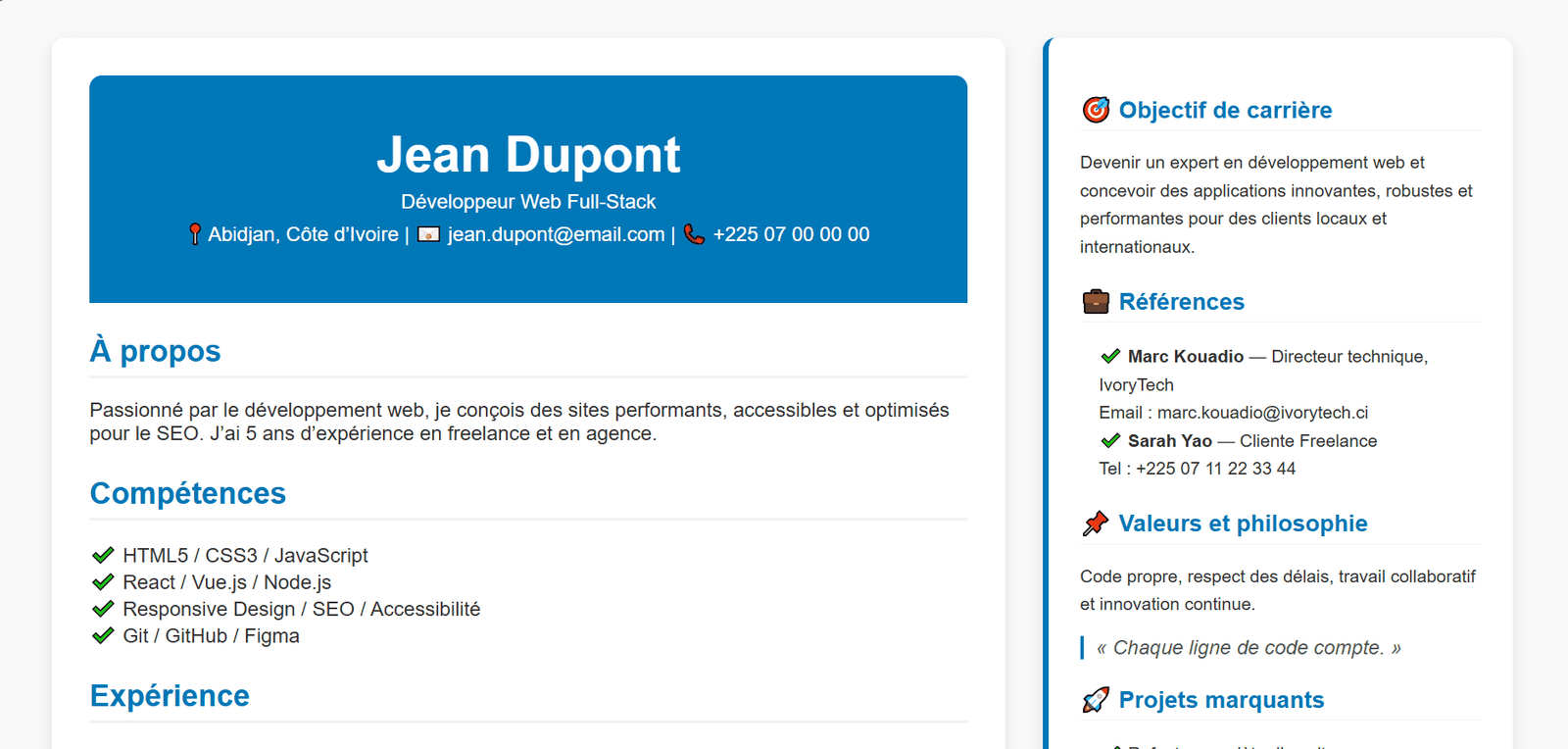 Modèle CV Électricien Installateur