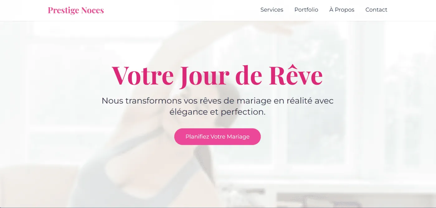 Capture 1 du site Prestige Noces – Agence Wedding Planner sur ordinateur
