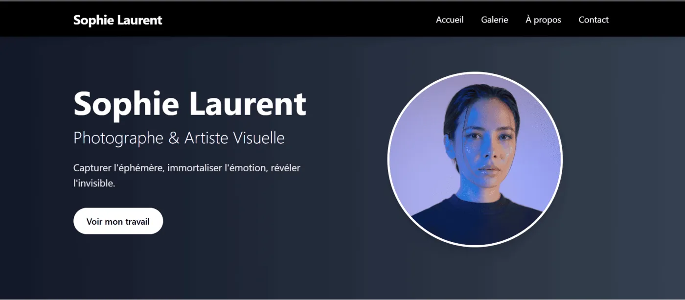 Capture 1 du site Sophie Laurent – Portfolio Artistique sur ordinateur
