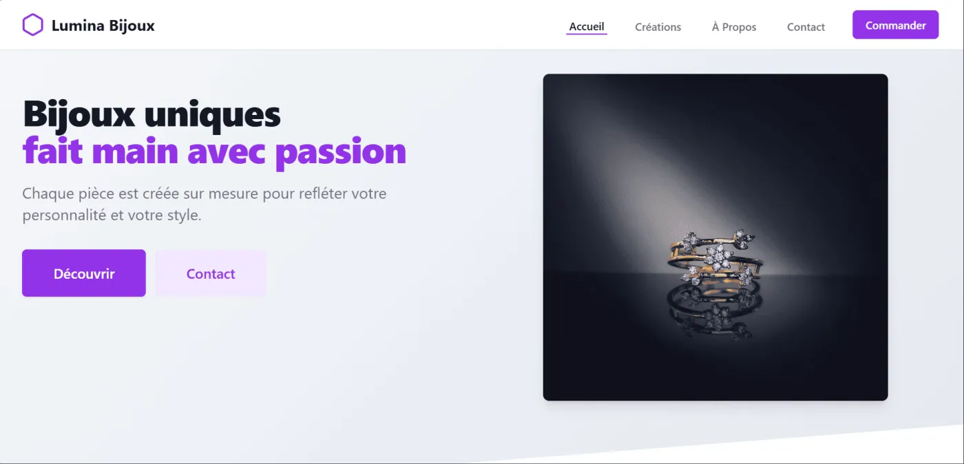 Capture 1 du site Lumina Bijoux – Joaillerie Personnalisée sur ordinateur