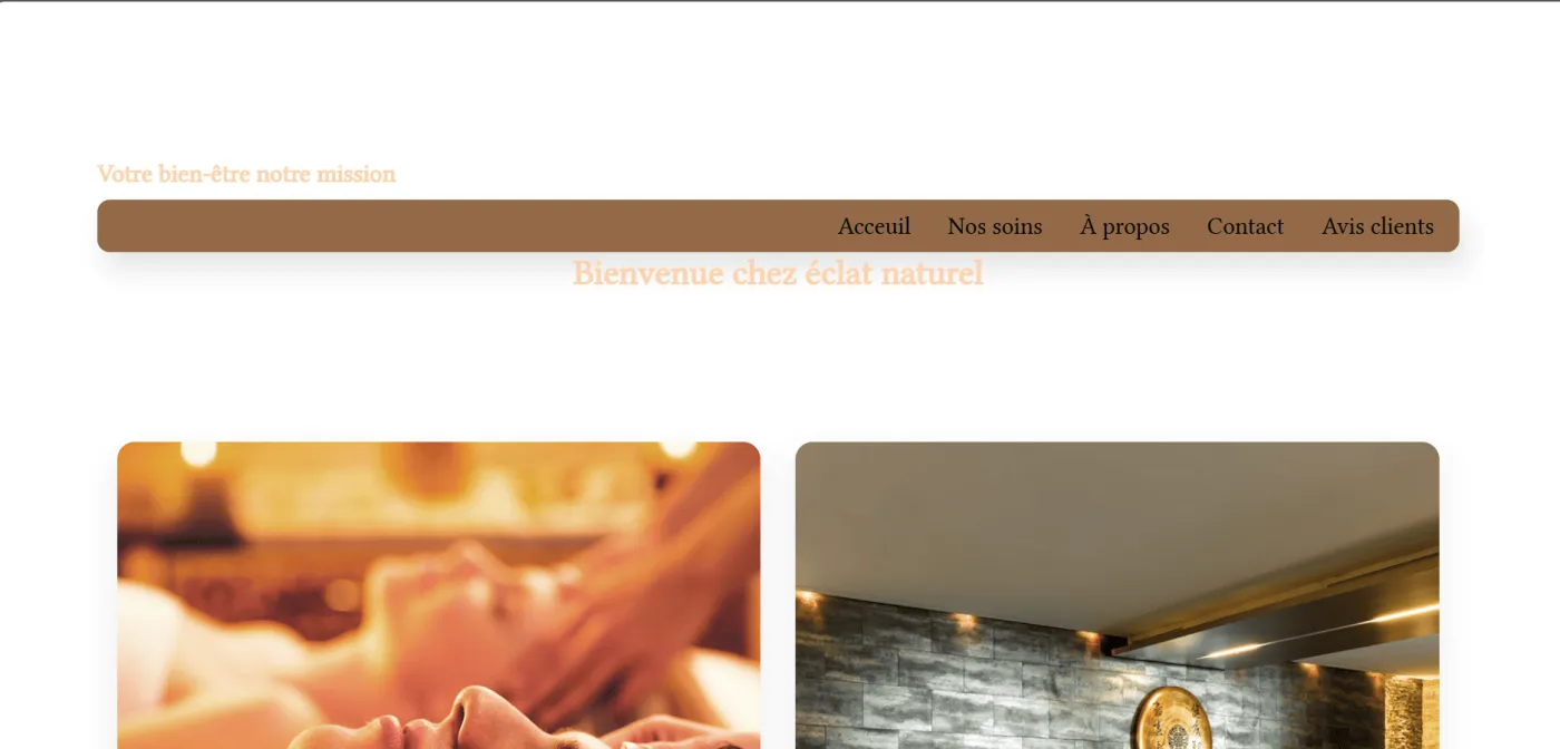 Capture 1 du site Éclat Naturel – Spa & Bien-être sur ordinateur